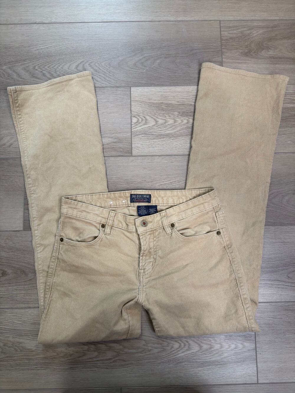 Y2K 2000's VTG Polo Jeans Co Tan Corduroy Low Rise Bootcut Pants 4